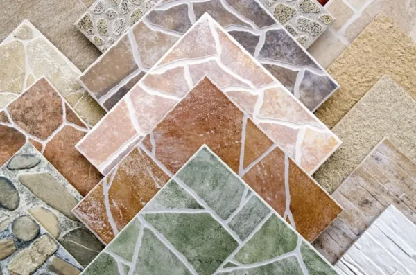 A selection of different stone and tile patterns in various colors and textures